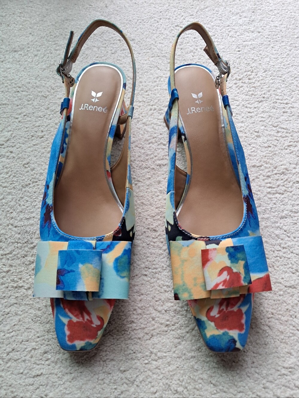 BRAND NEW J.Renee Blue Multicolor Floral Slingback Heels - sz. 11